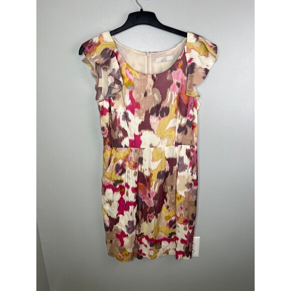 Ann Taylor Loft Womens Multicolor Ruffle Sleeve Dress Size 12 - Picture 14 of 16